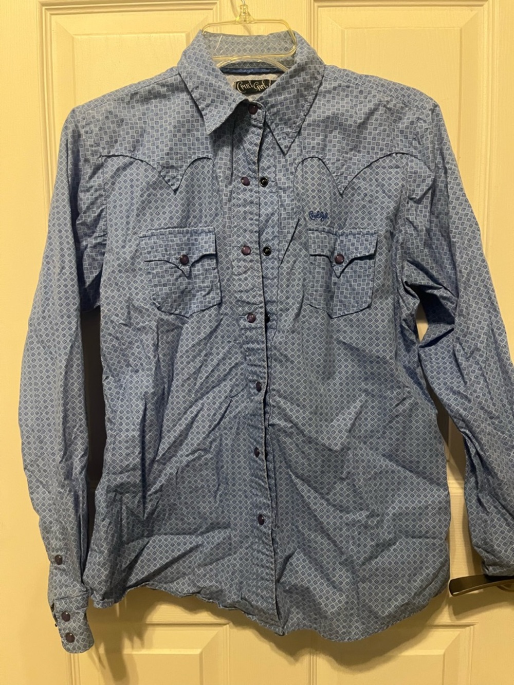 Cruel Girl Blue Printed Western Button-Down Shirt